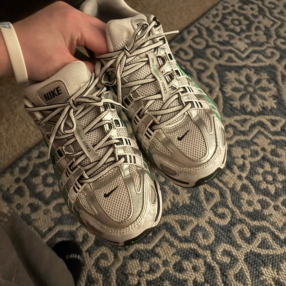 Nike Beige and Green Athletic Shoes